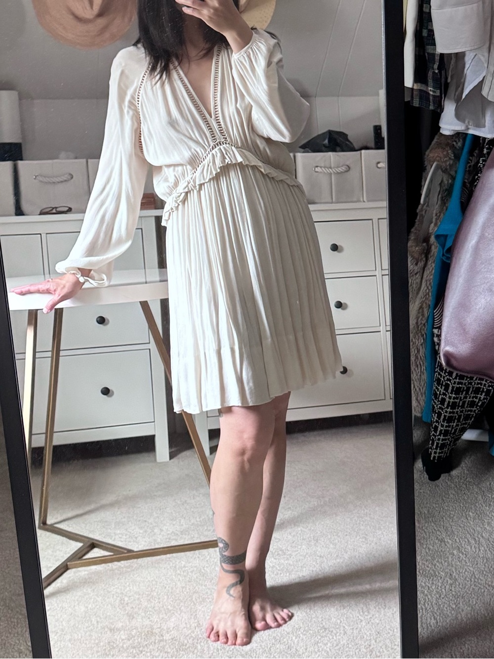 Magali Pascal Women's Cream lattice Trim Dress